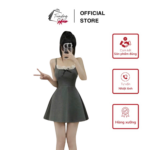 Đầm thun hai dây dáng xòe tôn dáng phối nơ xinh xắn phong cách tiểu thư dễ thương